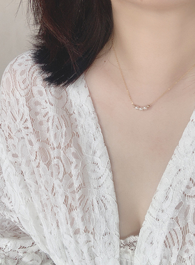 美产14k包金珍珠微笑项链1