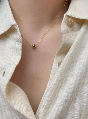 美产14K包金金珠转运珠锁骨链