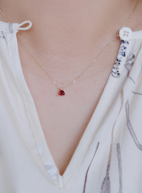 S925纯银天然石榴石锁骨链