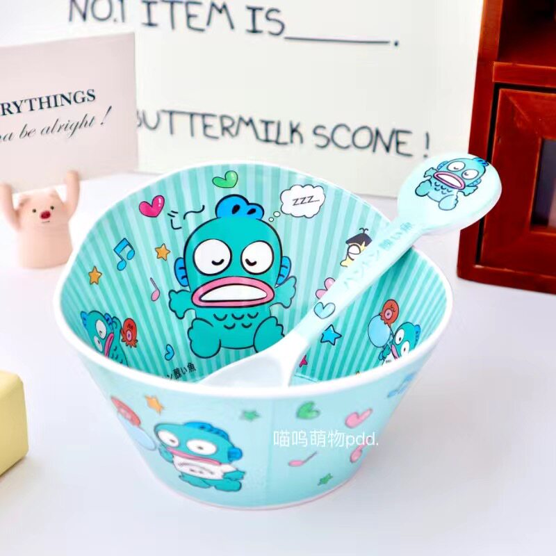 丑鱼碗人鱼汉顿干饭碗三丽鸥汤碗丑鱼餐具套装丑鱼汉顿仿瓷饭碗
