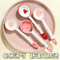 Ceramic spoon ins high face value long handle soup spoon for soup lovely fairy spoon sweet spoonful for home spoon rice spoon