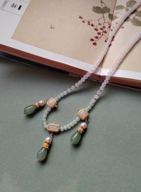 珠帘玉幕端午赵露思同款项链璎水墨风绿色宫廷风唐风软璎珞项链