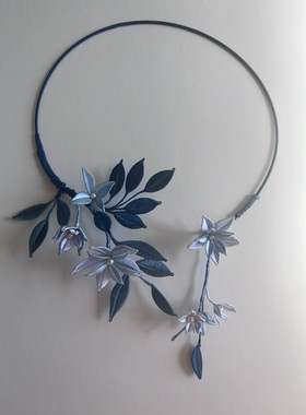 原创纯手工非遗缠花项圈 蓝紫色汉服旗袍绝配日常穿搭