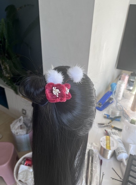 新春仿绒花发夹踏雪寻梅