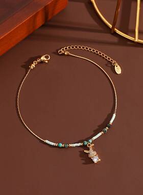 手工百搭简约天然石手链女不锈钢轻奢高级感手链 小众设计新款