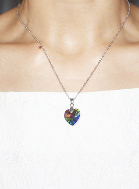 水晶日韩桃心项链套装好搭配