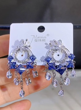 曼休妮新款水滴流苏耳环耳圈圈