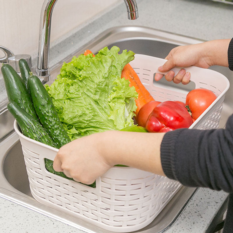 爱丽丝思大小号塑料收纳箱多功能厨房镂空藤编衣服日式储物整理盒 - 图0