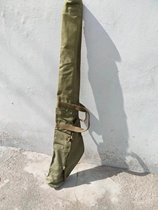 70s Old stock thick canvas 127 cabin clothes hand carrying long fishing gear bag outdoor wood buckle retro pipe bagging
