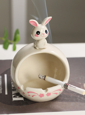 速发创意可爱兔子摆件绿萝水培客厅烟灰面家居客厅饰装品办公桌缸