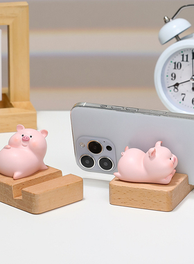蕊杰树脂桌面可爱猪猪手机支架