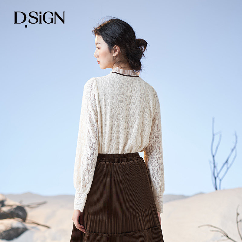 【商场同款】d.sign法式系带蕾丝小衫 dsign蕾丝衫/雪纺衫