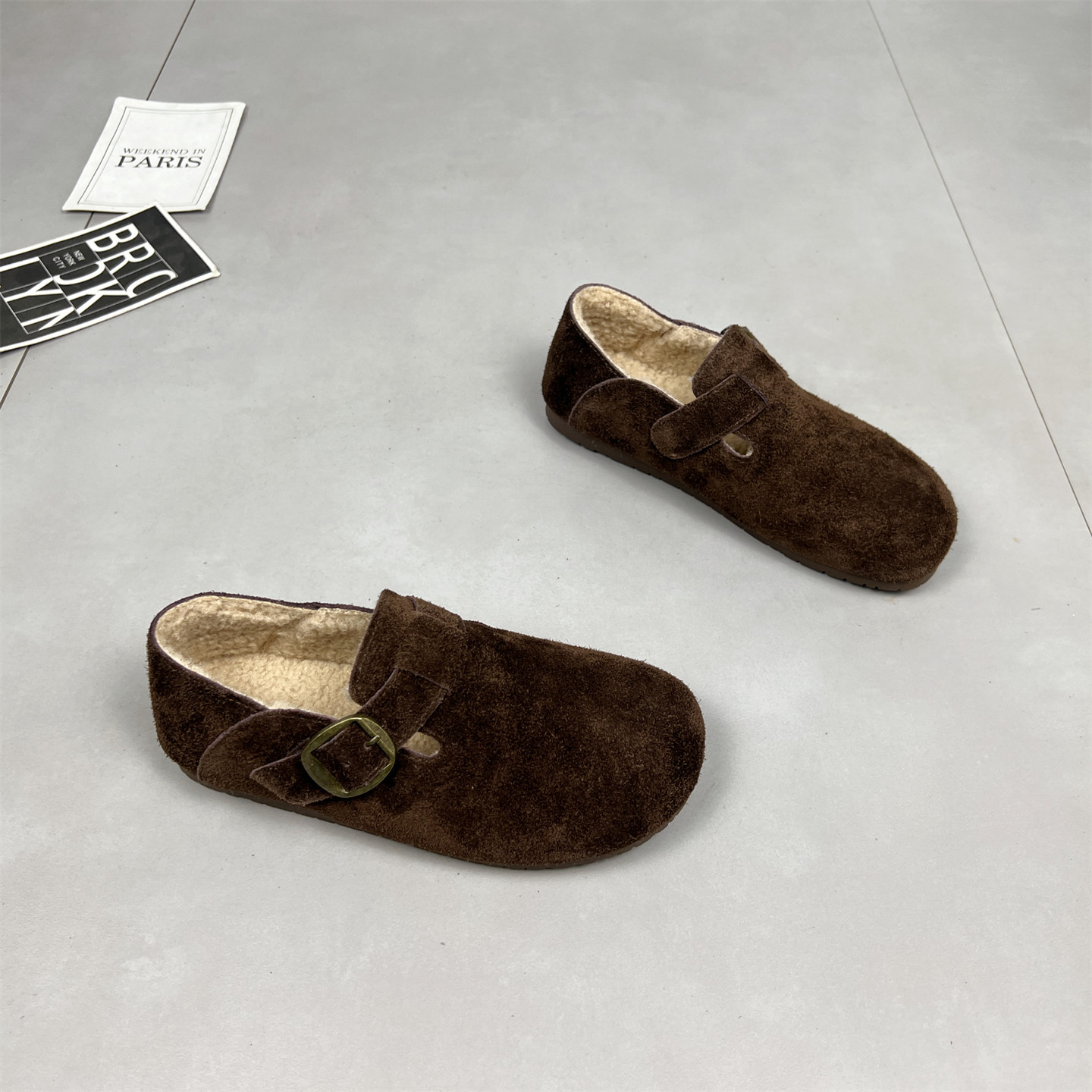 真皮加绒勃肯鞋女2025冬季新款平底时尚加厚保暖百搭休闲运动棉鞋,淘宝优惠券,粉丝福利购,淘宝优惠卷