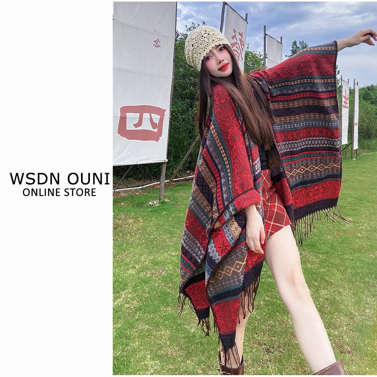 【布达拉】新疆西藏旅行穿搭民族风保暖防晒披肩 大尺寸复古披肩 - 图0