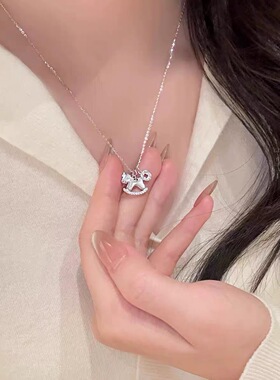 S999纯银新款马上有钱独角兽白贝母项链女2026新款本命年颈链礼物
