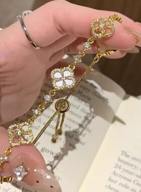 香港闪耀四叶草s999纯银手链女轻奢小众精致手饰生日礼物女友闺蜜