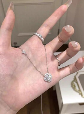 S999纯银四叶草项链女轻奢小众高级感锁骨链送闺蜜生日礼物2026新