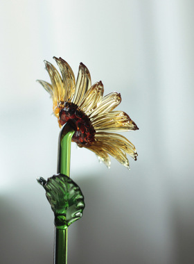 淄博琉璃向日葵仿真花摆件家居桌面装饰玻璃插花假花束礼物高级