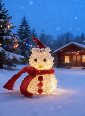 圣诞治愈系琉璃雪人摆件