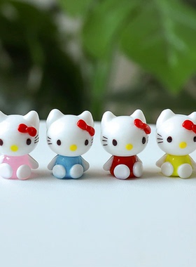 凯蒂猫Q版手工琉璃桌面摆件4件