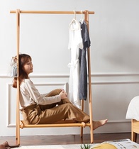Floor clothes hanger bedroom home hanging clothes rack cloakroom Easy assembly minimalist solid wood beech wood cloak holder