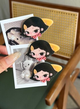 2元包邮小商品 可爱小满！卡通小女孩亚克力波点格子发夹鸭嘴夹