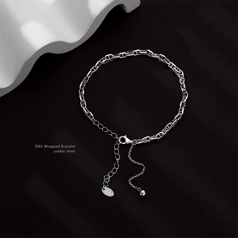 纯银双层女夏高级感冷淡风日式手链 云蓓饰品手链