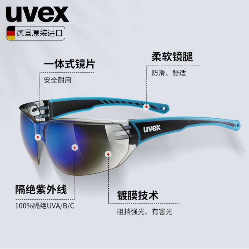 uvex 204/223骑行眼镜太阳镜女户外运动护目镜跑步眼镜防紫外线 - 图1