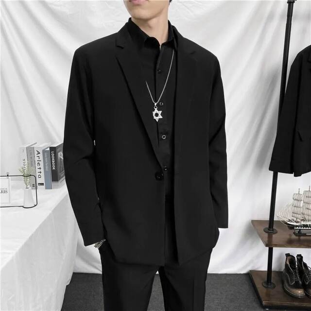 Casual suit outer suits Men's loose and handsome suit high -level uniform single -piece business format Korean version of trend set