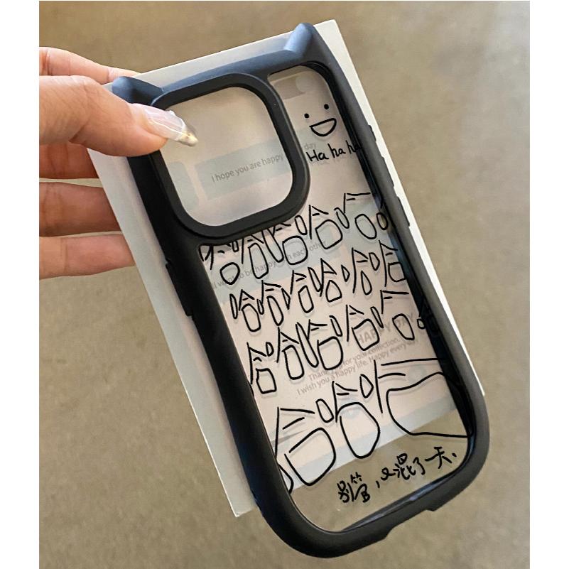 趣味ins满屏哈哈哈适用iphone15promax苹果14猫耳朵手机壳11新款15pro女12pro高级感13pm不撞壳14pro保护套13