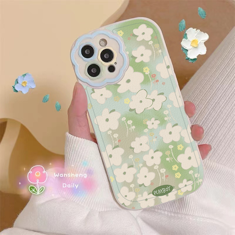 龙龙数码配件专营店ins清新绿色花朵适用iphone13pro max苹果12手机壳11新款x硅胶xr女软xsmax春款7/8plus卡通镜头6s防摔保护套1