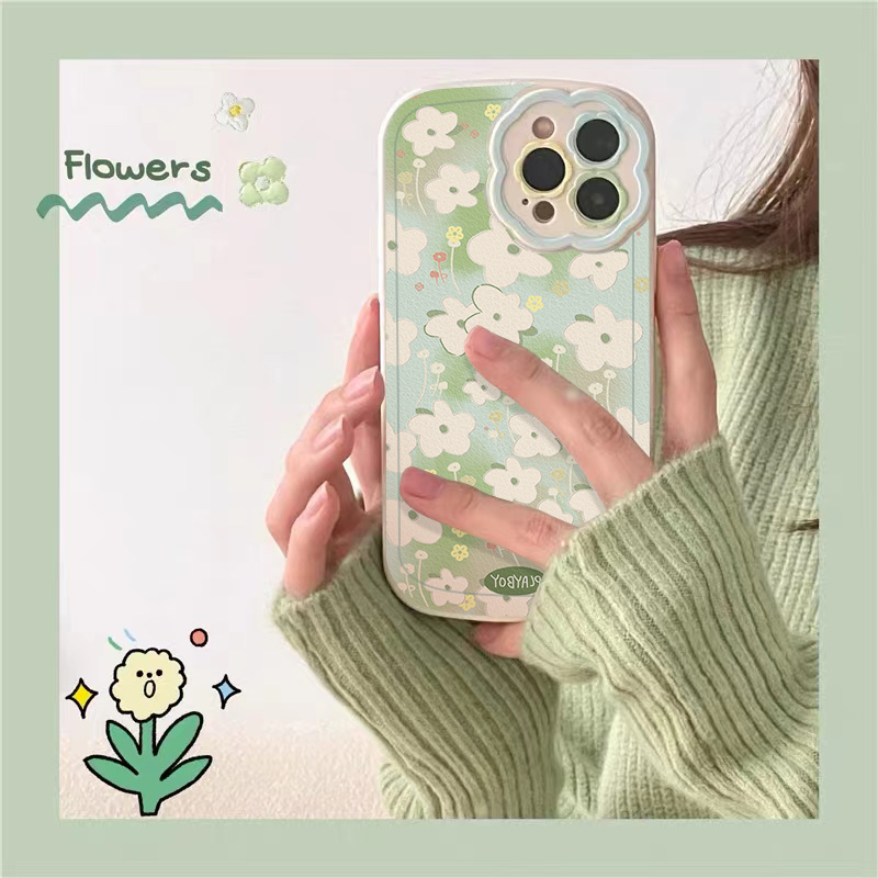 龙龙数码配件专营店ins清新绿色花朵适用iphone13pro max苹果12手机壳11新款x硅胶xr女软xsmax春款7/8plus卡通镜头6s防摔保护套0