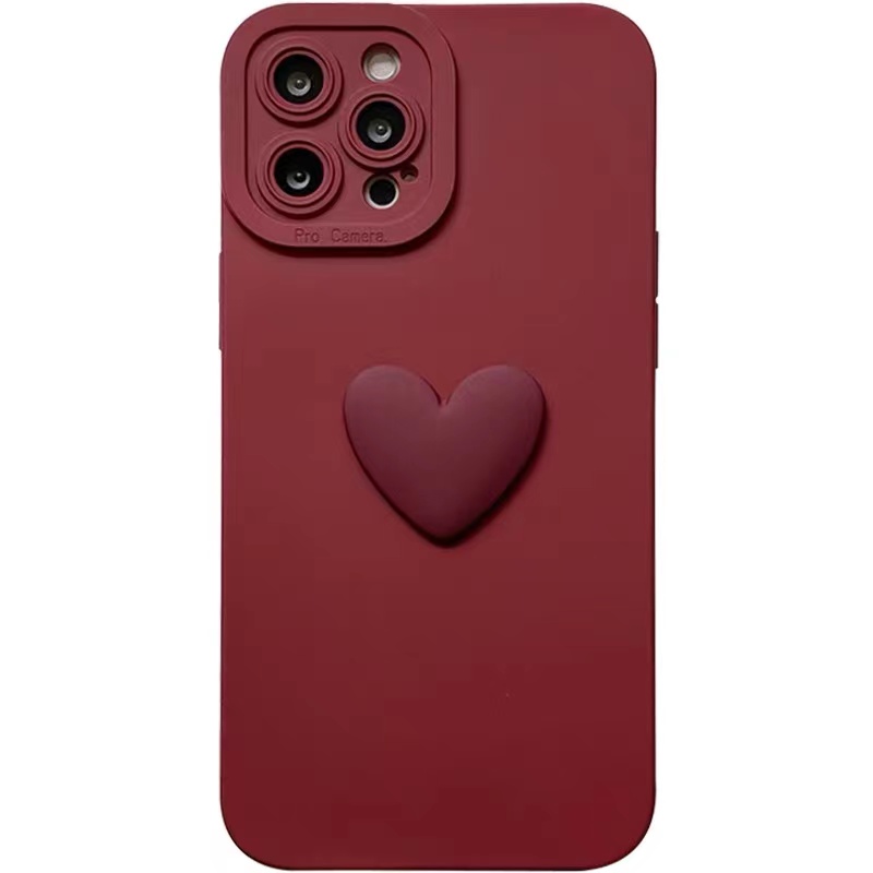 龙龙数码配件专营店ins爱心酒红色iphone12/13手机壳Xs苹果11软XR华为p40荣耀50/20新年oppoa9a11x套a55a93软壳a72reno6小米红米3