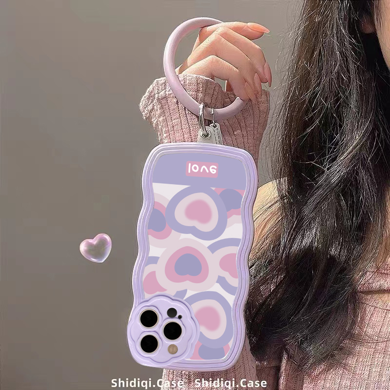 龙龙数码配件专营店ins风网红爱心适用iPhone13promax苹果11/12手机壳xs高级感xr女款7/8plus手腕环苹果13的手机壳xsmax气垫软套2