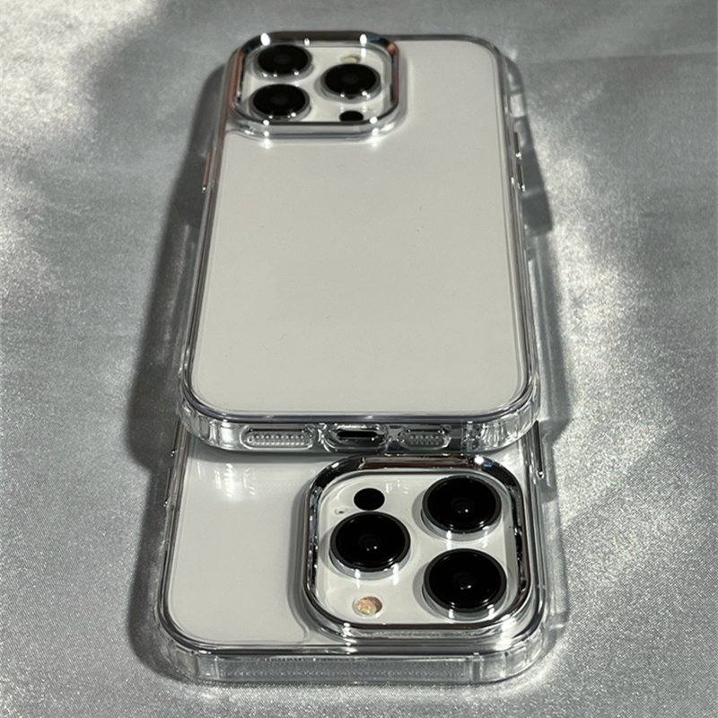 带防尘网金属镜头按键15适用苹果14手机壳iphone13promax透明新款14pro大孔简约15promax保护套12软边11硅胶-图1