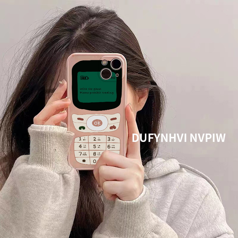 龙龙数码配件专营店ins恶搞粉色老人机适用iPhone13苹果11手机壳新款12promax防摔xr硅胶xs max女款创意7/8plus个性老天才保护套2