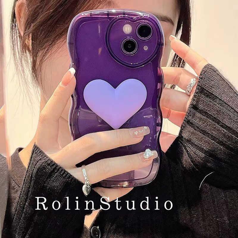 波浪边框立体爱心苹果13的12手机壳 龙龙数码配件手机保护套/壳