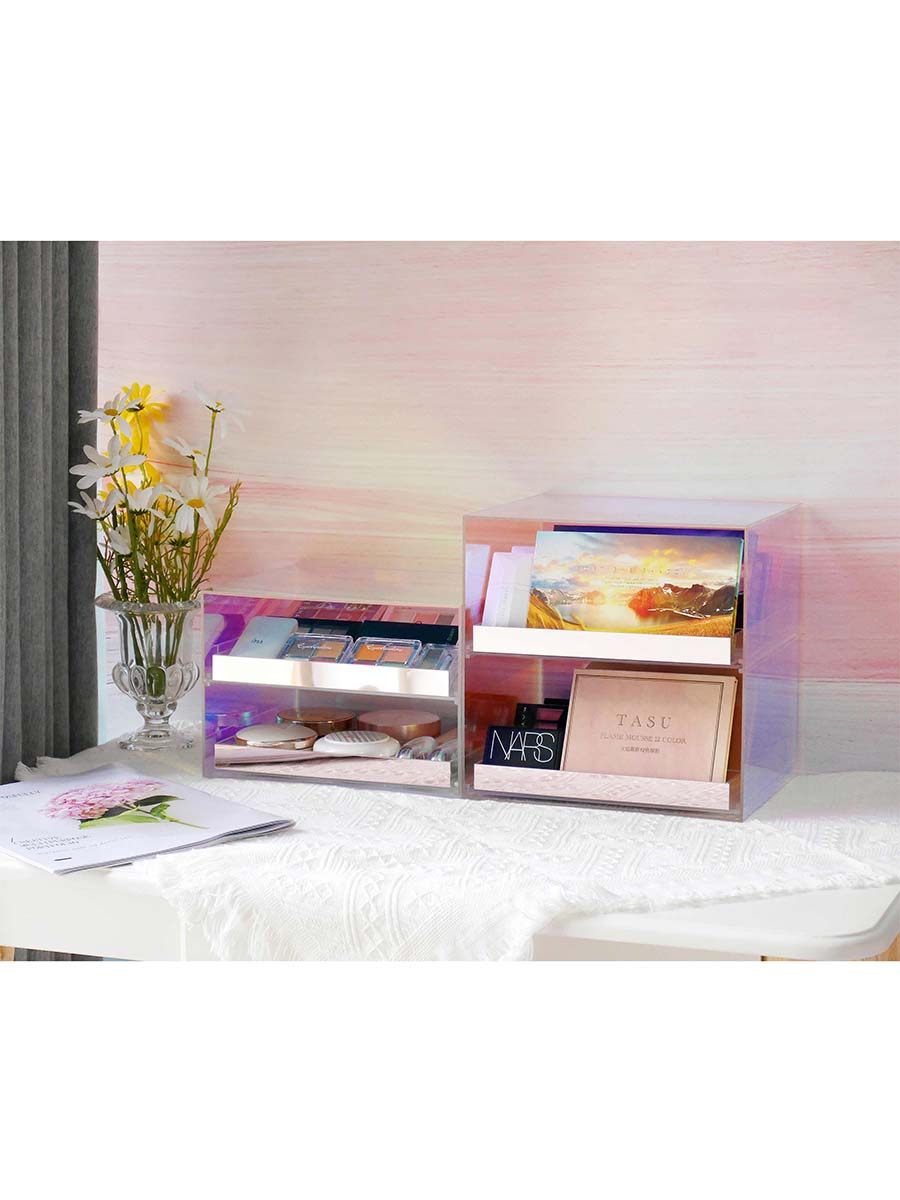 亚克力抽屉式化妆收纳盒大号炫彩眼影盘收纳盒彩妆气垫粉饼置物架,淘宝优惠券,粉丝福利购,淘宝优惠卷