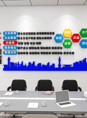 企业文化墙3d立体轻奢木质墙贴办公室员工团队风采文化墙定制