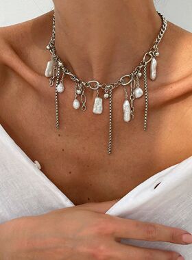 Personalized Vintage Star Pearl Choker Charms Necklaces For