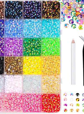 24 Color Boxed Mixed Color Ab Color Resin Pointed Bottom Rhi