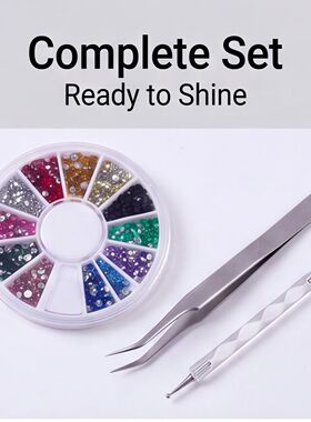 Art Decoration Kit with 12 Vivid Rhinestone Colors, Ergonomi