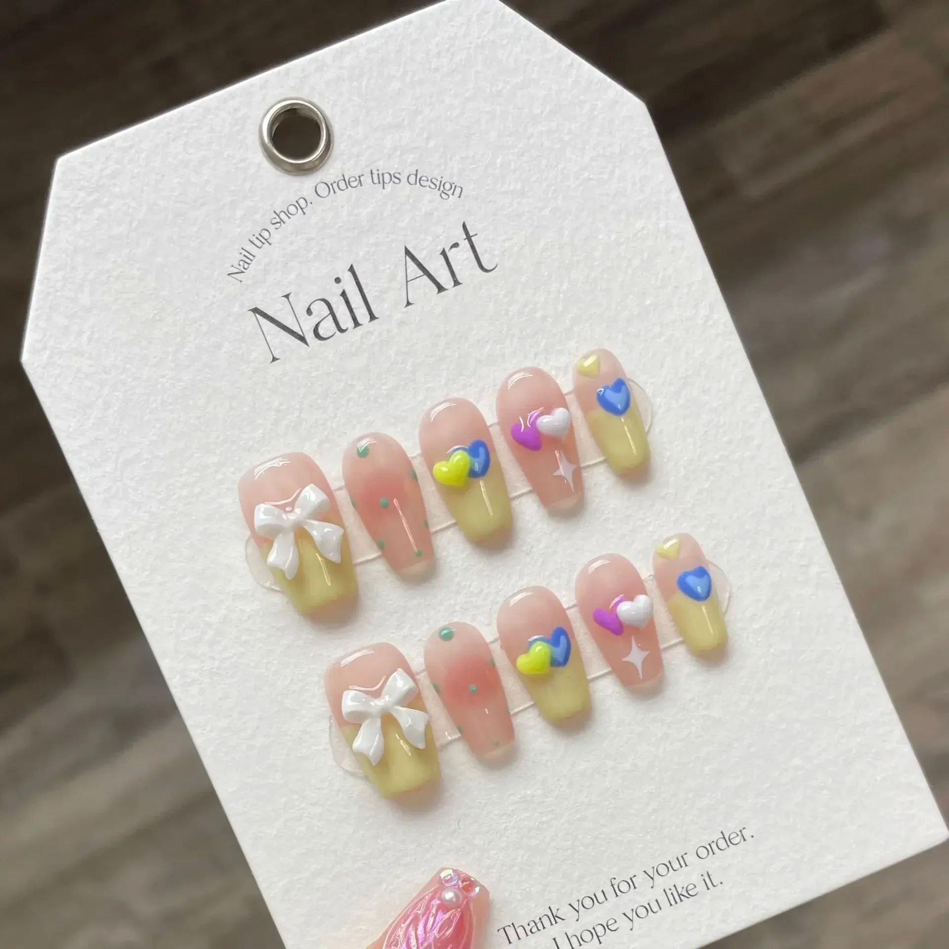 10pcs detachable Handmade kawaii false nails with glue full - 图1