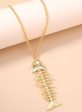 Aihua New Personalized Stainless Steel Fish Bone Pendant Nec