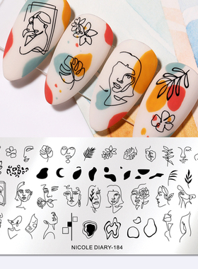 People Image Line Pictures Nail Stamping Plates Marble Image