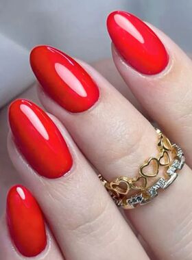 120Pcs Christmas Red Press On Nails Mid-length Almond Fake N
