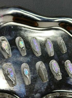 Fake Nails y2k Rainbow Discoloration Effect Handmade Tips Sh