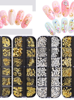 12 Grid Multi-size Nail Rhinestones 3D Crystal Clear Nail