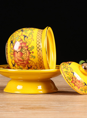 中成陶瓷佛前观音寺庙财神供水杯