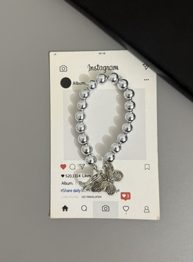 高级感电镀笑脸蝴蝶银珠包包挂饰钥匙扣挂件手机壳耳机套挂链配饰